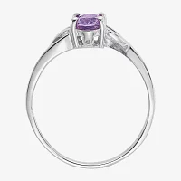 Gemstone 10K White Gold Oval Cocktail Ring