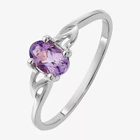 Gemstone 10K White Gold Oval Cocktail Ring