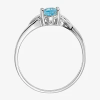 Gemstone 10K White Gold Oval Cocktail Ring