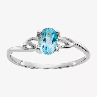 Gemstone 10K White Gold Oval Cocktail Ring