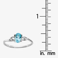 Gemstone 10K White Gold Oval Cocktail Ring