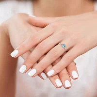Gemstone 10K White Gold Oval Cocktail Ring