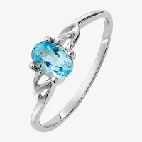 Gemstone 10K White Gold Oval Cocktail Ring