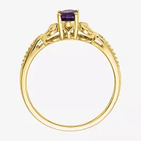 Gemstone Diamond Accent 10K Gold Oval Cocktail Ring