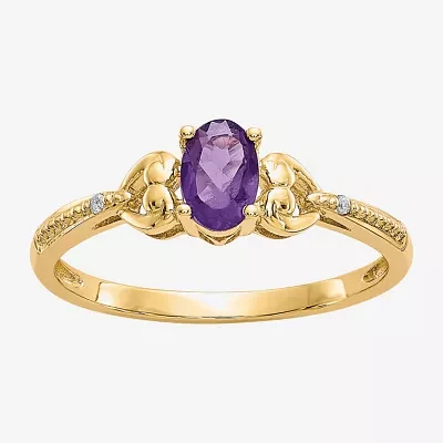 Gemstone Diamond Accent 10K Gold Oval Cocktail Ring