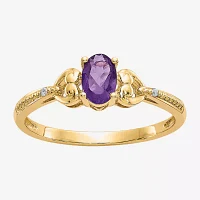 Gemstone Diamond Accent 10K Gold Oval Cocktail Ring