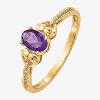 Gemstone Diamond Accent 10K Gold Oval Cocktail Ring