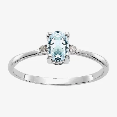 Gemstone Diamond Accent 10K Gold Oval Cocktail Ring