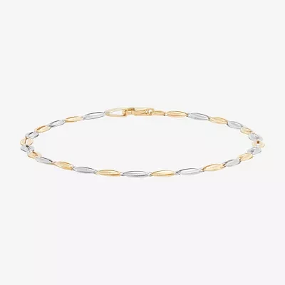 14K Two Tone Gold 7.5 Inch Hollow Link Link Bracelet