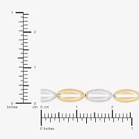 14K Two Tone Gold 7.5 Inch Hollow Link Link Bracelet