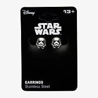 Star Wars® Stainless Steel and Enamel Stormtrooper Stud Earrings