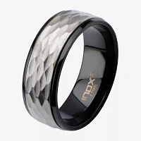 Mens Hammered Two-Tone Stainless Steel Band