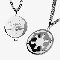 Star Wars® Death Star Symbol Mens Stainless Steel Pendant Necklace