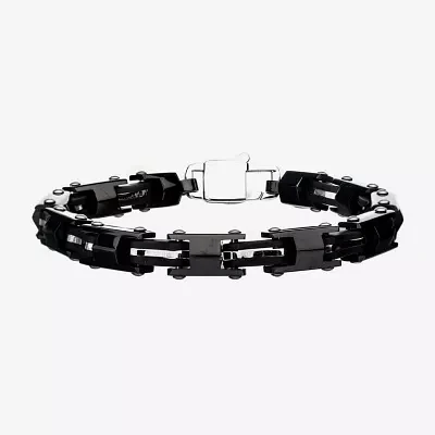 Inox® Mens Black Stainless Steel Motor Chain Bracelet