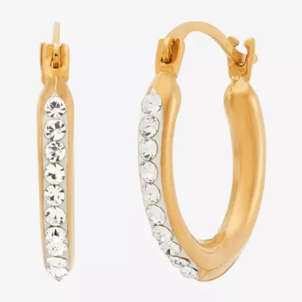 White Crystal 14K Rose Gold 15.6mm Hoop Earrings