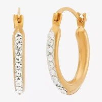 White Crystal 14K Rose Gold 15.6mm Hoop Earrings