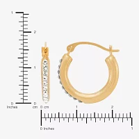 White Crystal 14K Rose Gold 15.6mm Hoop Earrings