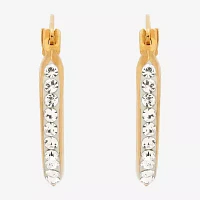White Crystal 14K Rose Gold 15.6mm Hoop Earrings