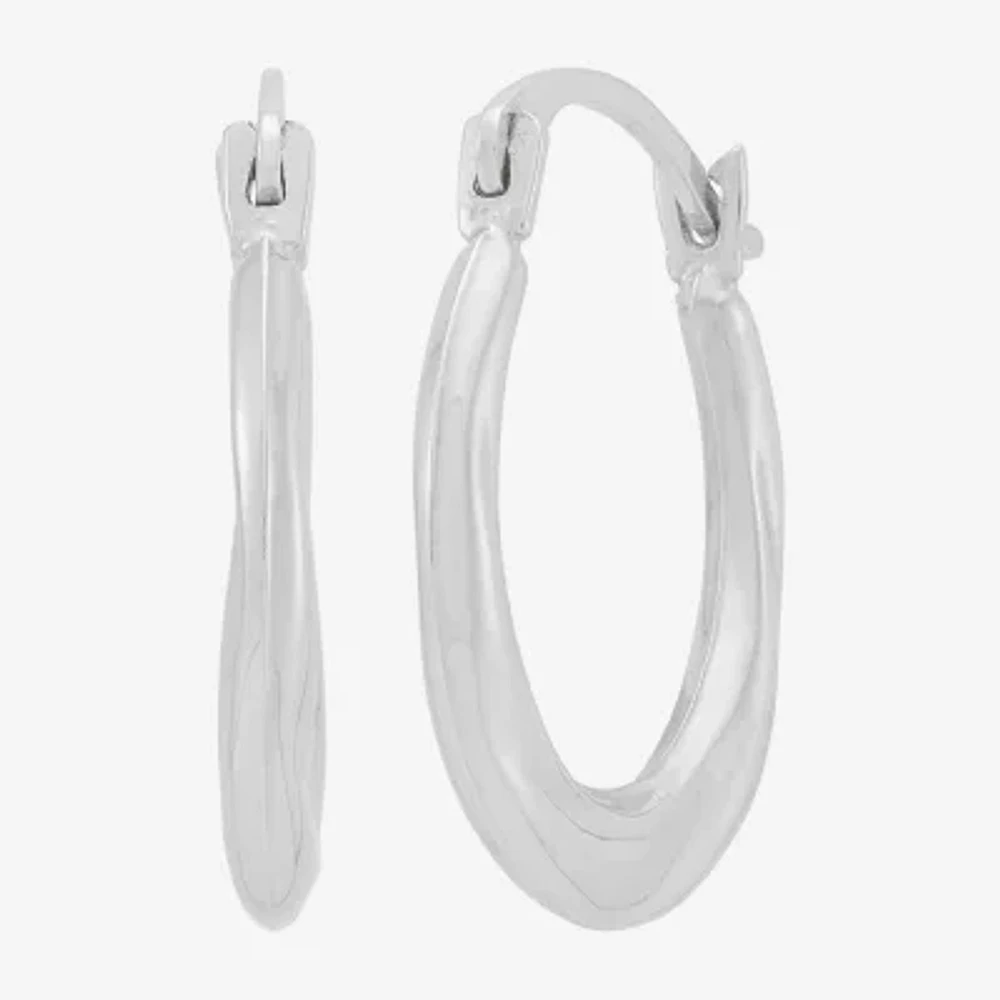 14K White Gold 15.2mm Hoop Earrings