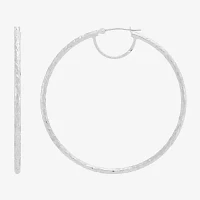 14K White Gold 50mm Hoop Earrings