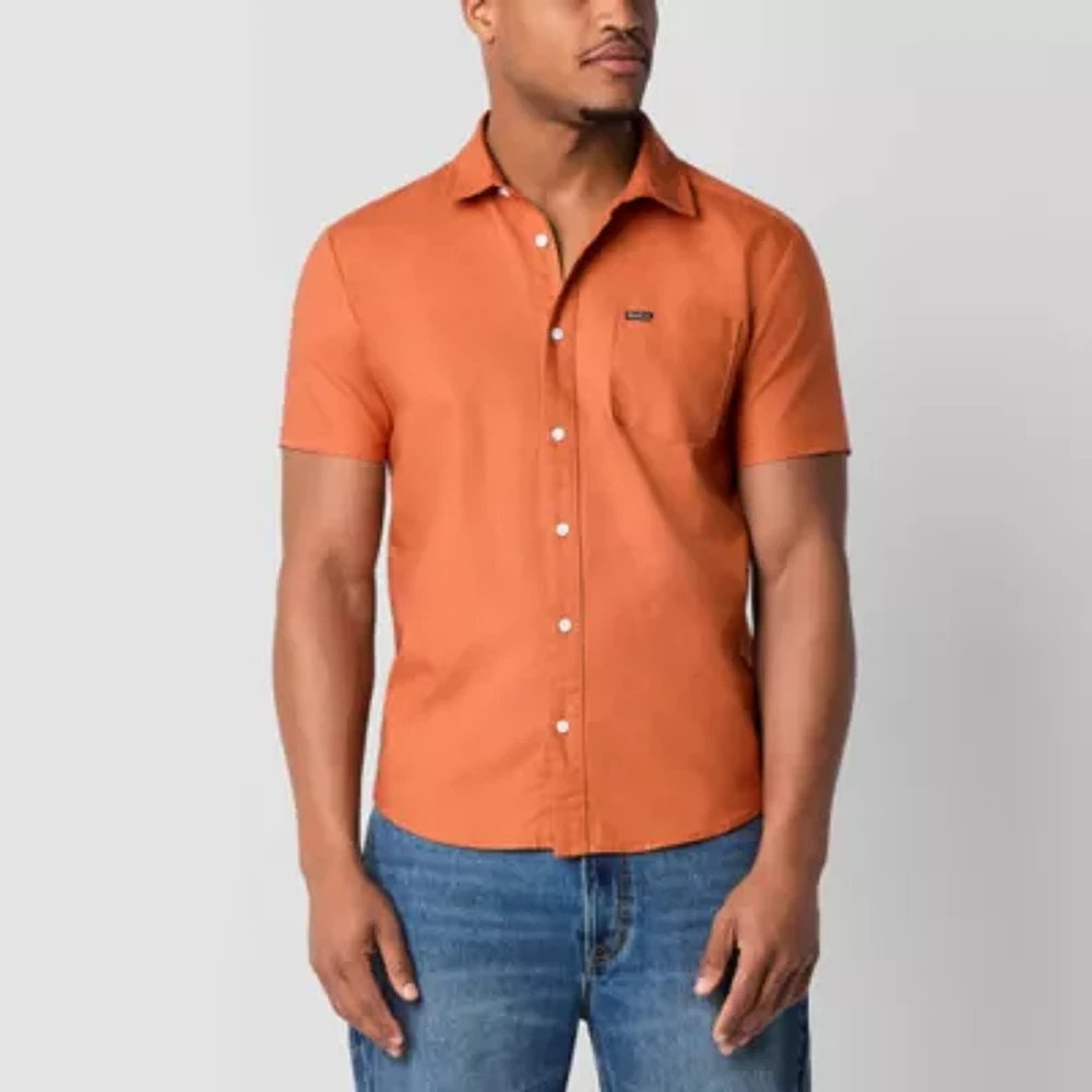 RVCA Mens Short Sleeve Button-Down Shirt