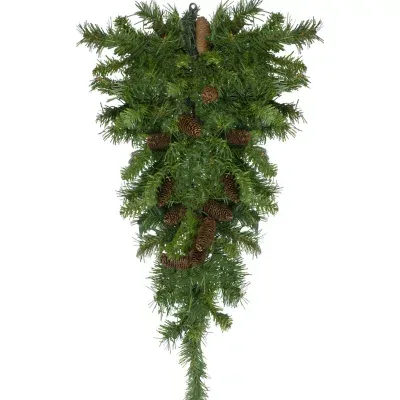 42'' Pine Artificial Christmas Teardrop Swag with Pine Cones - Unlit