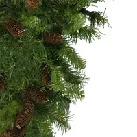 42'' Pine Artificial Christmas Teardrop Swag with Pine Cones - Unlit