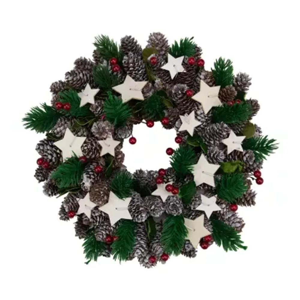 Pine Cone and Berries with Stars Artificial Christmas Wreath  10-Inch  Unlit