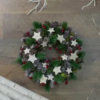 Pine Cone and Berries with Stars Artificial Christmas Wreath  10-Inch  Unlit