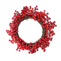 Crimson and Merlot Red Berries Artificial Winter Christmas Wreath - 16-Inch  Unlit