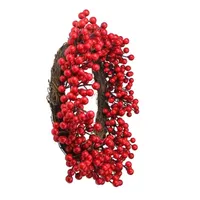 Crimson and Merlot Red Berries Artificial Winter Christmas Wreath - 16-Inch  Unlit