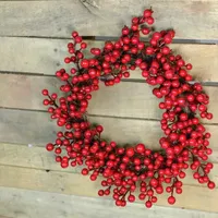 Crimson and Merlot Red Berries Artificial Winter Christmas Wreath - 16-Inch  Unlit