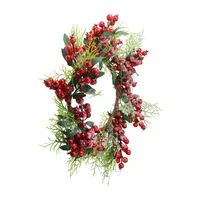 Frosted Red Berries and Foliage Artificial Christmas Wreath - 18-Inch  Unlit