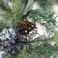 Mixed Pine with Blueberries Pine Cones and Ice Twigs Artificial Christmas Wreath - 24-Inch  Unlit