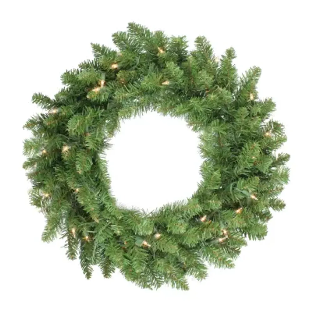 24'' Pre-Lit Eastern Pine Artificial Christmas Wreath - Clear Lights