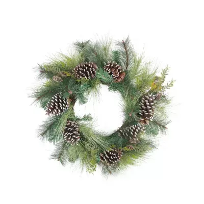 Mixed Long Needle Pine and Pine Cone Artificial Christmas Wreath - 28-Inch  Unlit