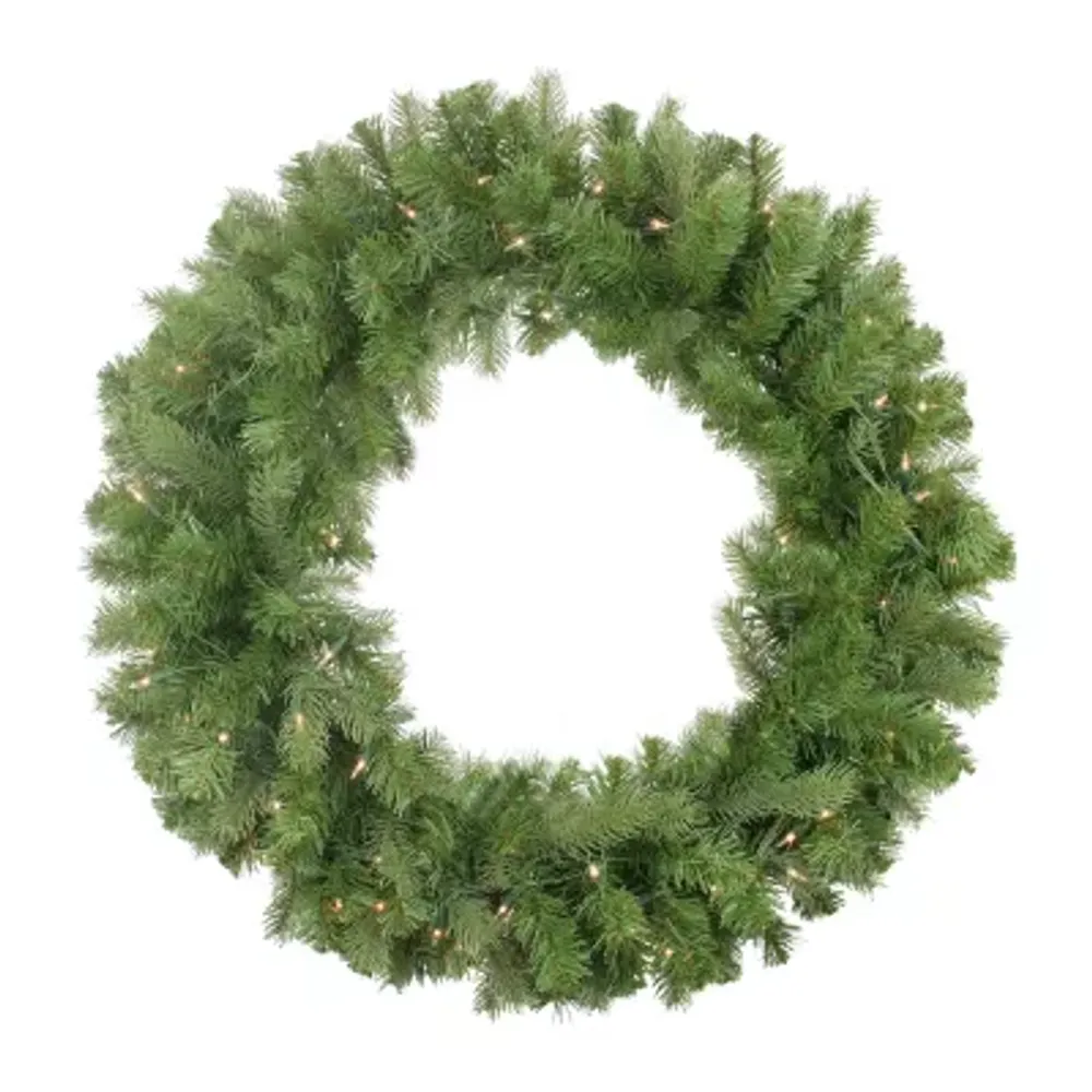 Pre-Lit Noble Fir Artificial Christmas Wreath - 30-Inch  Clear Lights