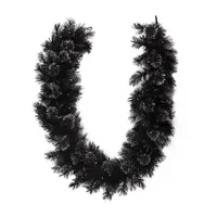 6' x 9 Pre-Lit Battery Operated Black Bristle Artificial Christmas Garland - Warm White LED Lights