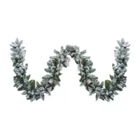 9' x 10'' Pre-Lit Flocked Pine Artificial Christmas Garland - Multi Color Lights