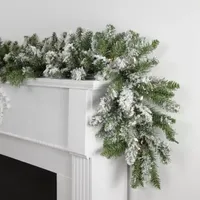 9' x 10'' Pre-lit Snow Mountain Pine Artificial Christmas Garland - Clear Lights