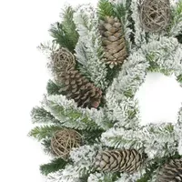 Brown Flocked Pine Cone and Twig Ball Artificial Christmas Wreath - 24-Inch  Unlit