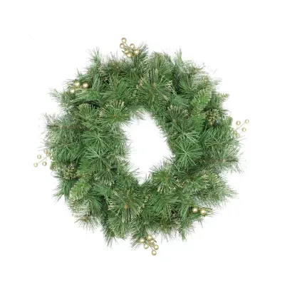 Mixed Pine and Glittered Berry Artificial Christmas Wreath - 24-Inch  Unlit