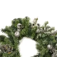 Silver Fruit and Leaf Artificial Christmas Wreath - 24-Inch  Unlit