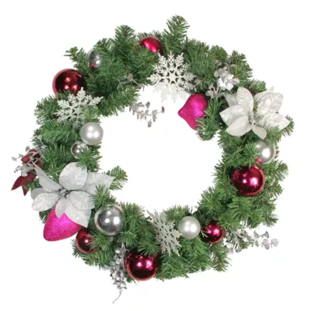 Northlight Poinsettia And Eucalyptus Artificial Christmas Wreath