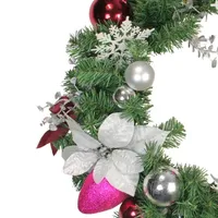 Northlight Poinsettia And Eucalyptus Artificial Christmas Wreath