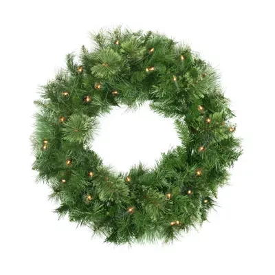 Pre-Lit Mixed Cashmere Pine Artificial Christmas Wreath - 24-Inch  Clear Lights