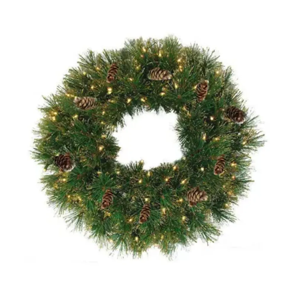 24'' Pre-Lit Yorkville Pine Artificial Christmas Wreath - Clear Lights