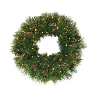 24'' Pre-Lit Yorkville Pine Artificial Christmas Wreath - Clear Lights