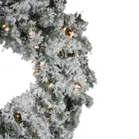 Pre-Lit Flocked Victoria Pine Artificial Christmas Wreath - 30-Inch  Clear Lights