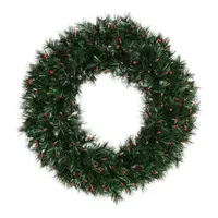 Pre-lit Midnight Green Pine Christmas Wreath - 30-Inch  Red Dura Lights